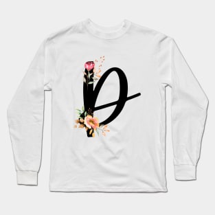 Letter D With Autumn Floral Wreath Long Sleeve T-Shirt